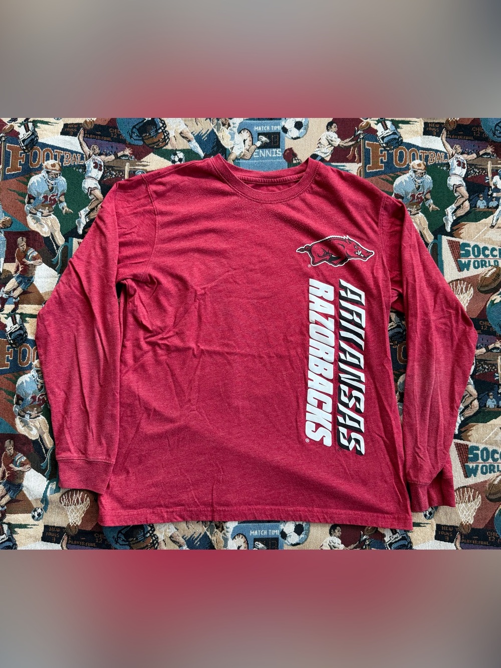 Men’s Colosseum Red University of Arkansas Razorbacks Long Sleeve Shirt